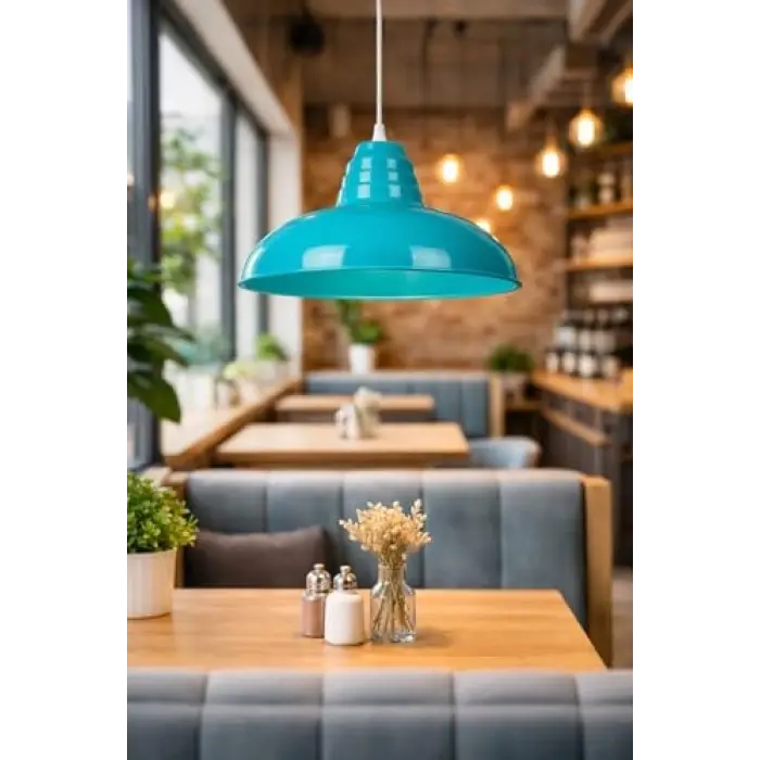 Modern Dekoratif Cafe Mutfak Tekli Sarkıt Avize, Turkuaz