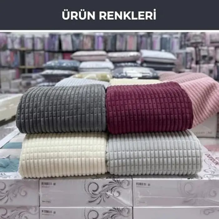 Modern Line 3 Parça Battaniye Seti, Mürdüm Renk