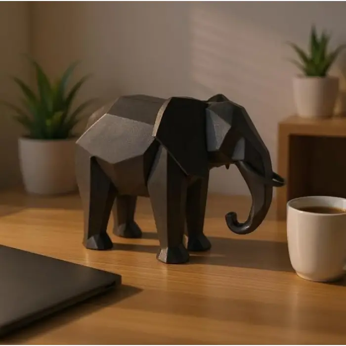 Modern Minimalist Düşük Poligon Fil Heykeli-Modern Minimalist Low Poly Elephant Statue