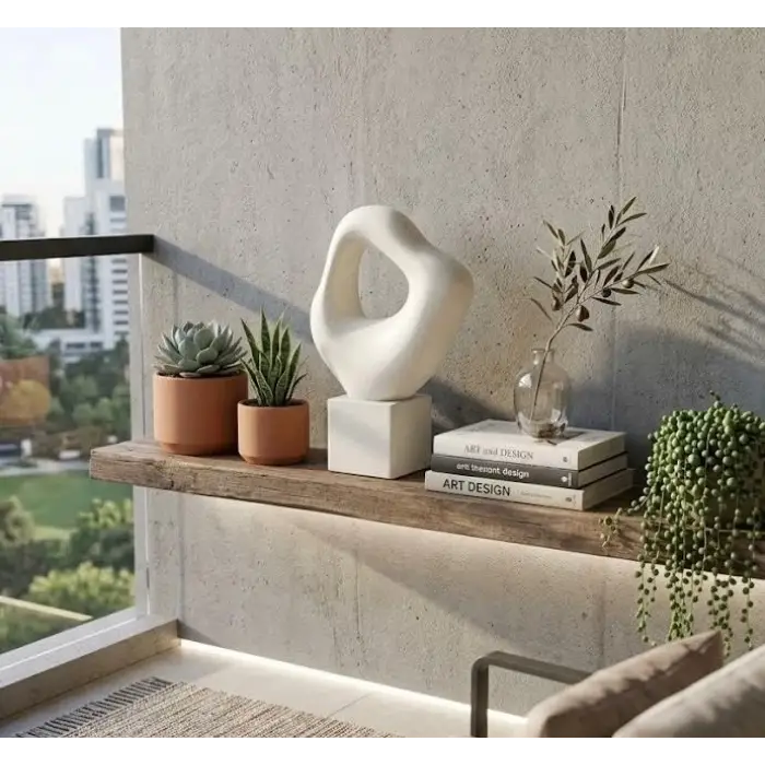 Modern Taş Biblo, Soyut İskandinav Tarzı, Krem Minimalist Masaüstü Objesi