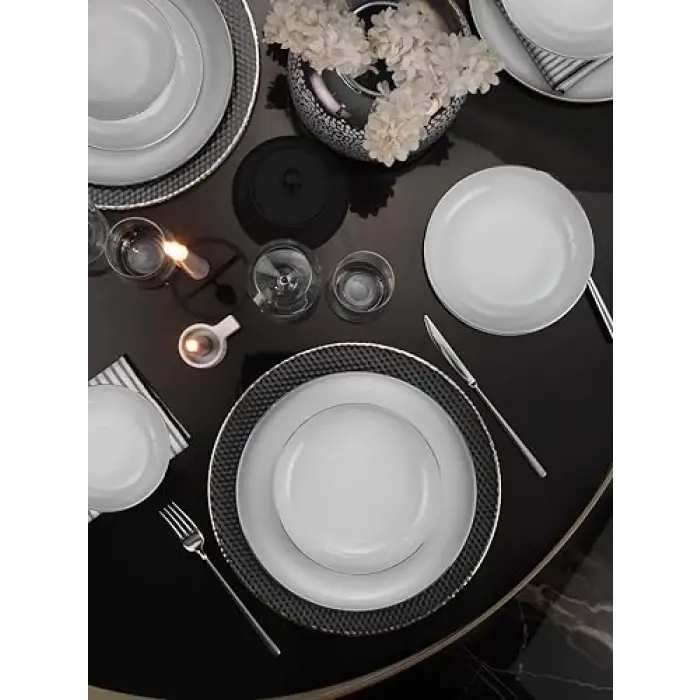 Moderna 18 Parça 6 Kişilik Yemek Takımı Platin