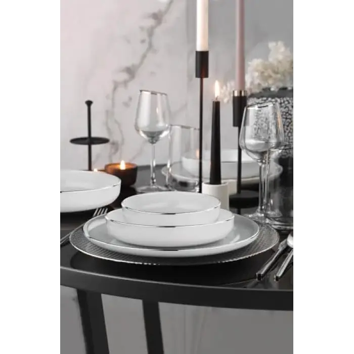 Moderna 18 Parça 6 Kişilik Yemek Takımı Platin