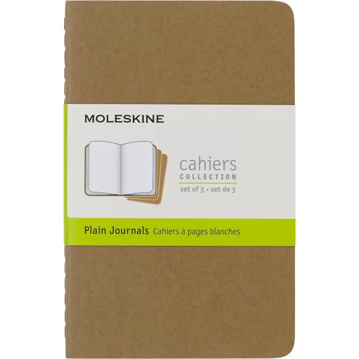 Moleskine Cahier 3Lü Cep Boy Karton Kapak Düz Defter Bej