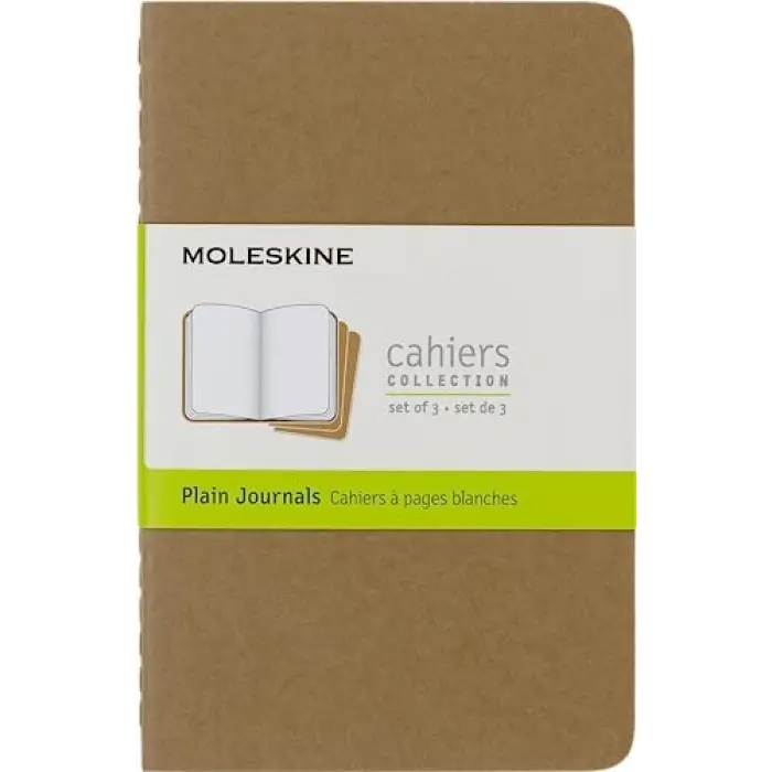 Moleskine Cahier 3Lü Cep Boy Karton Kapak Düz Defter Bej