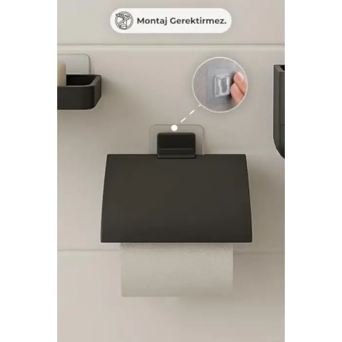 Moliette Yapışkanlı Tuvalet Kağıtlık - Antrasit