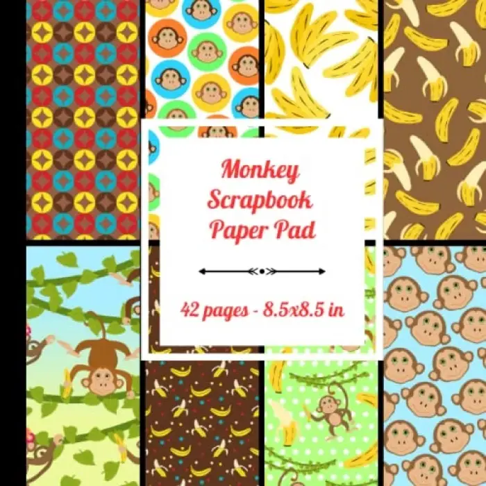 Monkey Scrapbook Paper Pad: 42 pages, 8.5x8.5 in