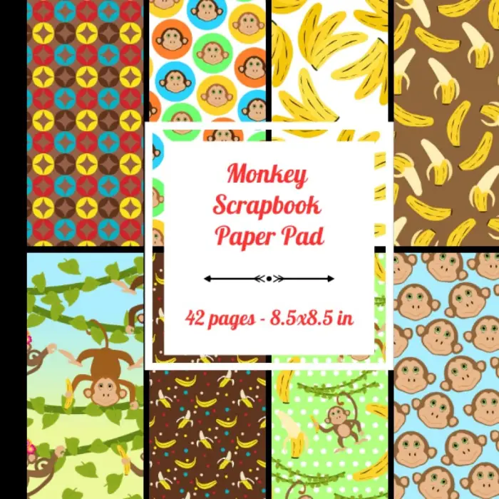 Monkey Scrapbook Paper Pad: 42 pages, 8.5x8.5 in