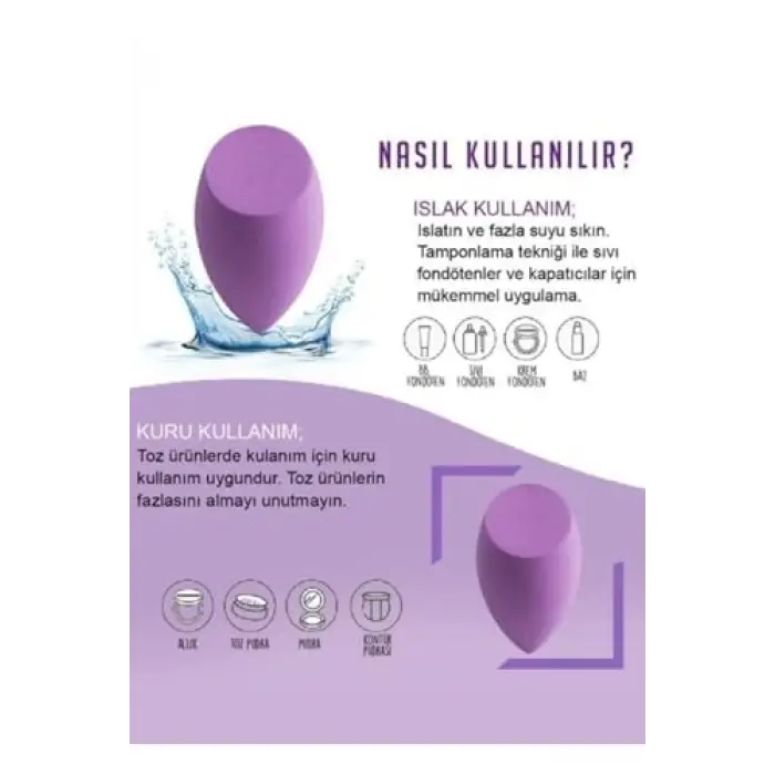 Mor Renkli Standlı 4lü Makyaj Süngeri Seti