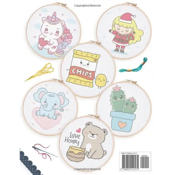 More than 101 Kawaii Cross Stitch Patterns: Modern Counted Cross Stitch Patterns, Easy Cute Designs for Beginners, Themes (Animals, Creatures (Real ... Valentine, Halloween, Drinks and Food…)