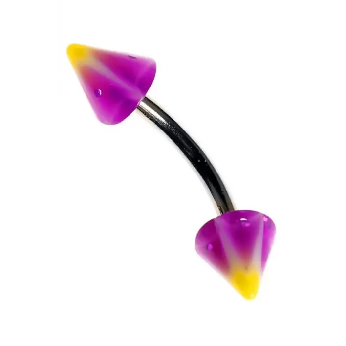 Moulin Curved Barbel Çelik Spike Piercing TDGR00895, Mor