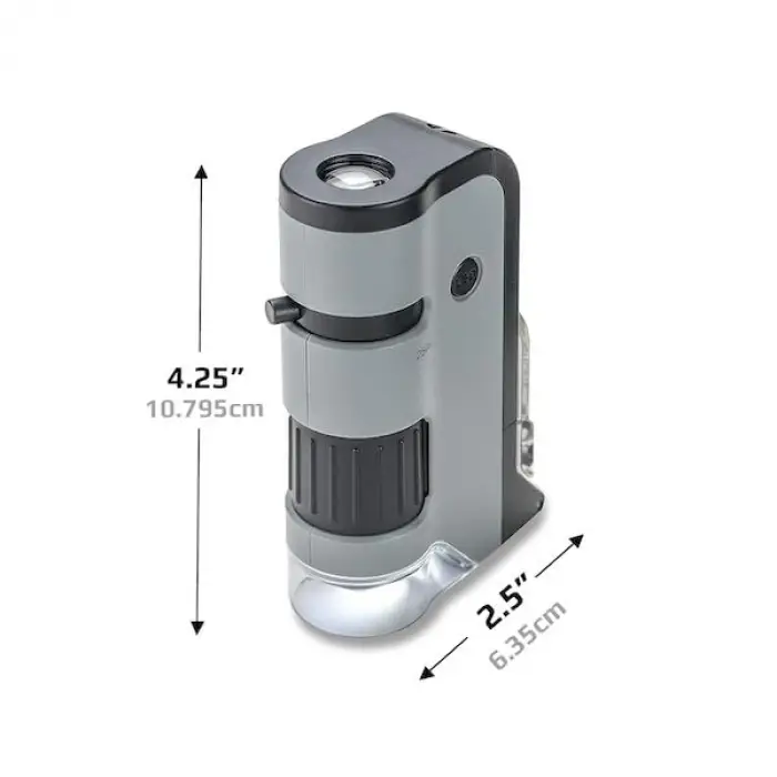 MP-250 MicroFlip 100-250x LED Işıklı Cep Mikroskobu, Akıllı Telefon Digiscoping Adaptör Klipsli, Gri