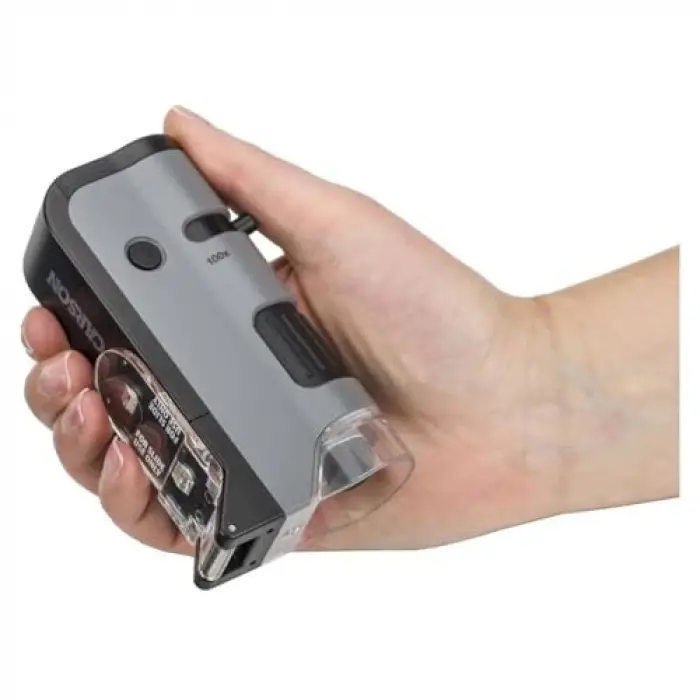 MP-250 MicroFlip 100-250x LED Işıklı Cep Mikroskobu, Akıllı Telefon Digiscoping Adaptör Klipsli, Gri