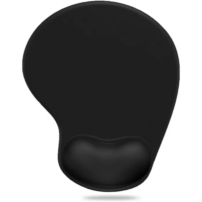 MP01 - Elips Bilek Destekli Mouse Pad | Konforlu, Kaymaz Taban, Ergonomik, Yumuşak, Ev,ofis (Siyah)