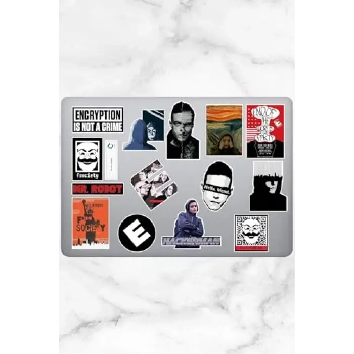 Mr. Robot Temalı Laptop, Notebook ve Tablet Sticker Seti, 15 Adet