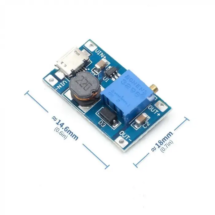 MT3608 2A Yükselteç DC-DC Aşamalı Güç Modülü, Micro USB Çıkışlı