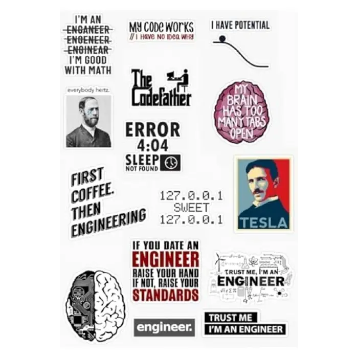 Mühendis - Engineer Tasarımlı 15  Li Sticker Seti