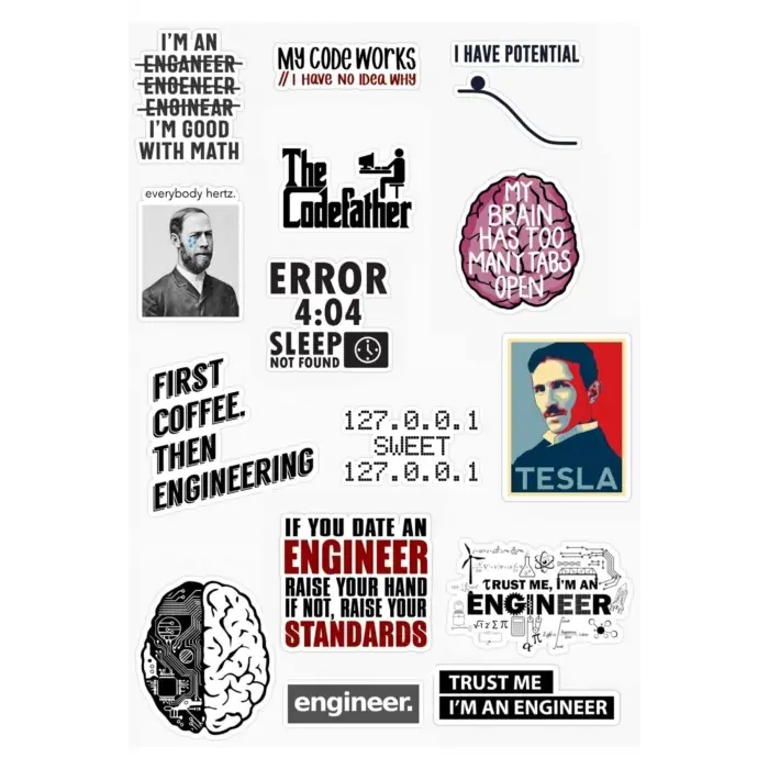 Mühendis - Engineer Tasarımlı 15  Li Sticker Seti