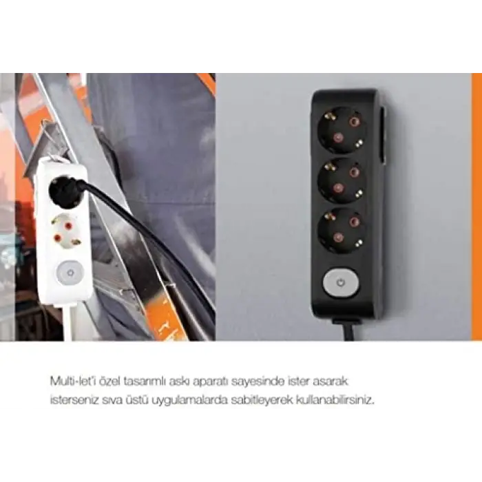 Multi-Let 4lü Anahtar-Topraklı Kablolu Ç.K 5m Priz