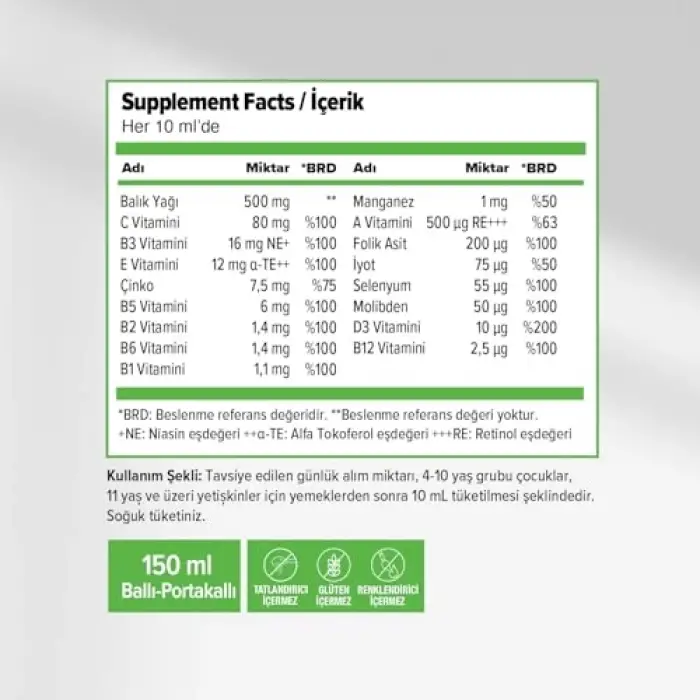 Multi Şurup Ballı-Portakal Aromalı 150ml