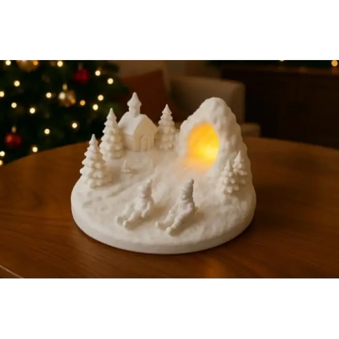 Mumluk, Razmo Yılbaşı Temalı Tealight Modern, Plastik, Beyaz, 19 cm, 1 Parça