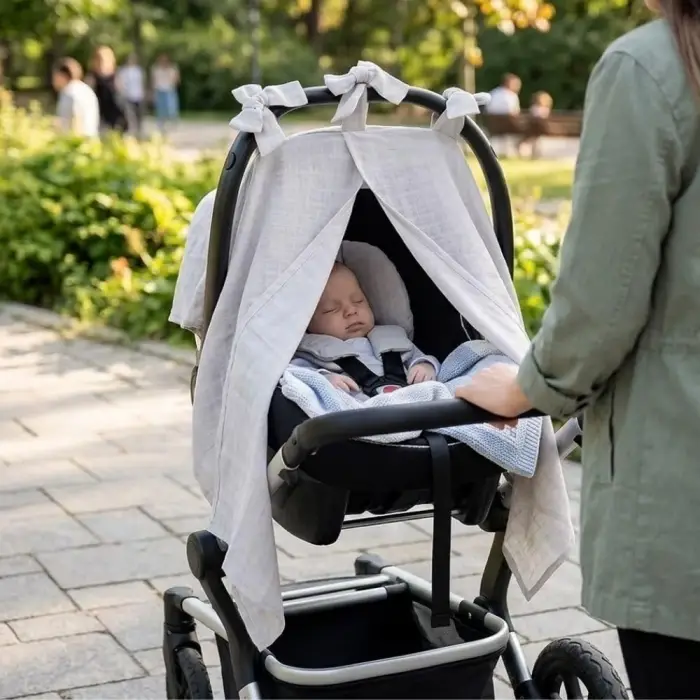 Müslin Puset Örtüsü - Cotton Grey