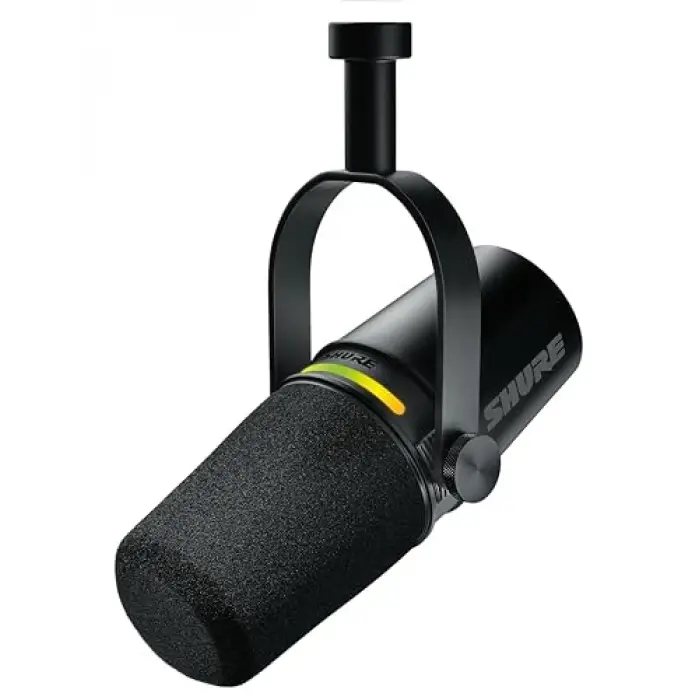 MV7+ Podcast Dynamic Microphone. Obs Certified; Enhanced Audio, LED Touch Panel, USB-C & Xlr Outputs, Auto Level Mode, Digital Pop Filter, Reverb Effects, Podcasting, Streaming, Recording -Black