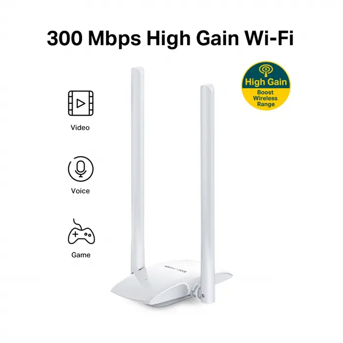 MW300UH, 300Mbps Yüksek Kazançlı Kablosuz USB Adaptörü