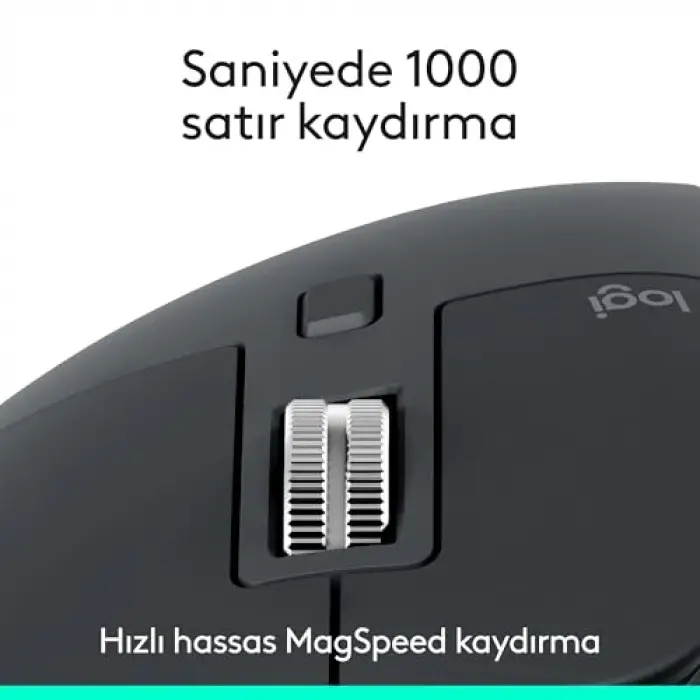 MX Master 3S Bluetooth Edition Performans Kablosuz Mouse, 8.000 DPI, Sessiz, Ergonomik, Ultra Hızlı Kaydırma, Çoklu Cihaz Özelliği, Bluetooth, Logi Bolt USB Alıcı, Siyah