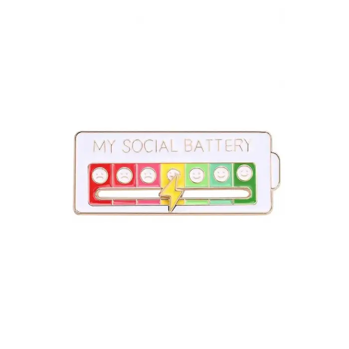 My Social Battery Hareketli Rozet Pin Broş
