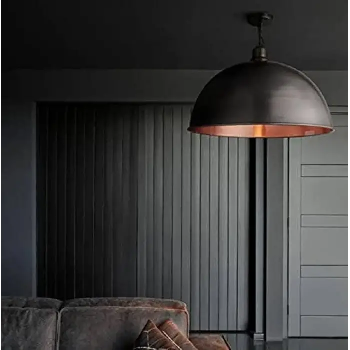 Mylights Retro Rustik Siyah İçi Bakır Avize 40 Cm