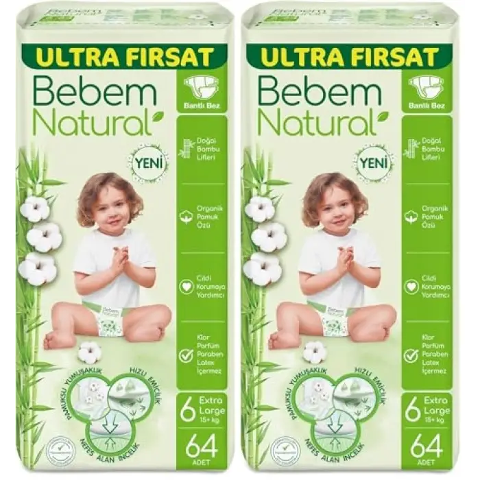 Natural E.Large Bebek Bezi 64lü