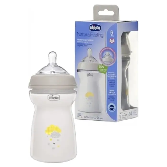 Natural Feeling Desenli PP Biberon, 330 ml, 6 Ay+, Şeffaf
