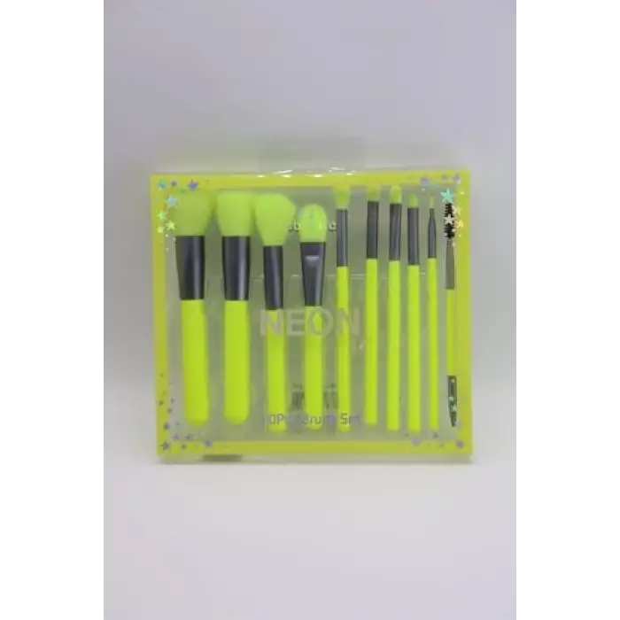 Neon Makyaj Fırçası Seti, 10lu