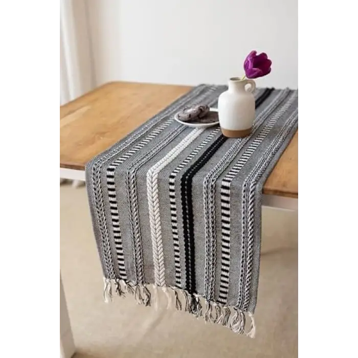 Neula, %100 Pamuk Örme Runner 40 X 110 Cm (Siyah)