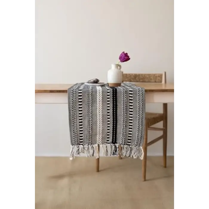 Neula, %100 Pamuk Örme Runner 40 X 110 Cm (Siyah)