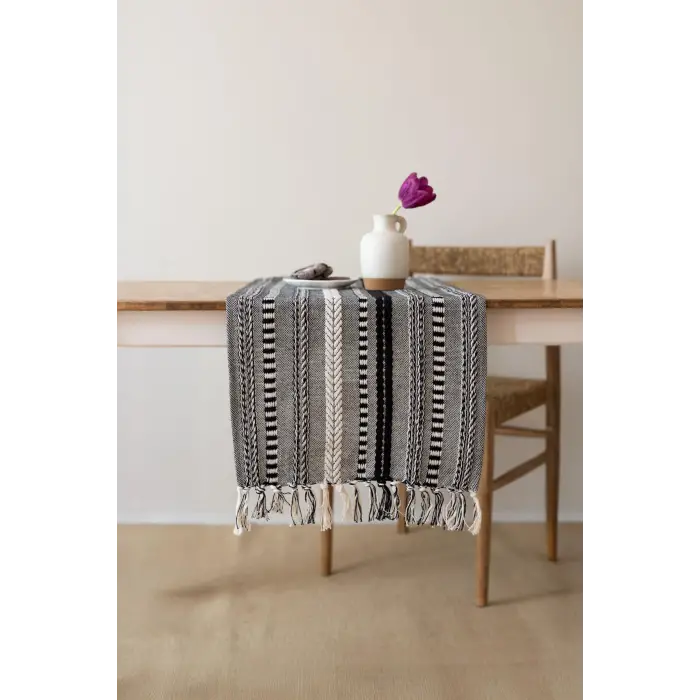 Neula, %100 Pamuk Örme Runner 40 X 110 Cm (Siyah)