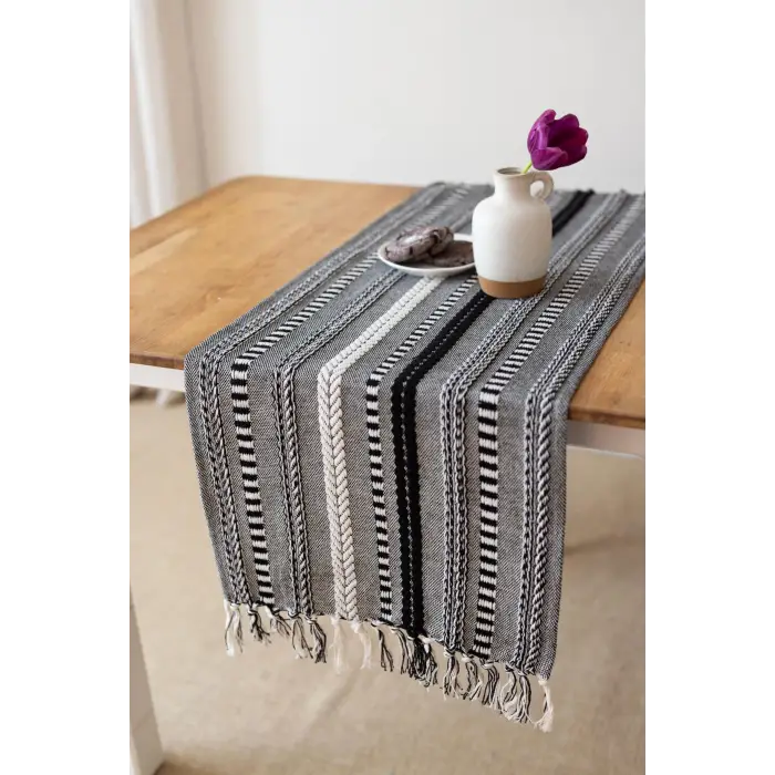 Neula, %100 Pamuk Örme Runner 40 X 110 Cm (Siyah)