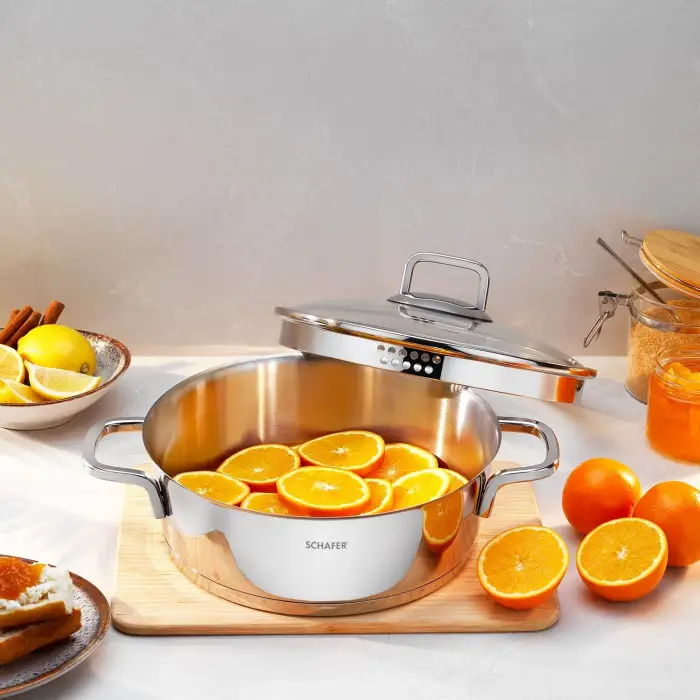 New Stahl Çelik Basık Tencere 26 Cm 2 Parça-Inox
