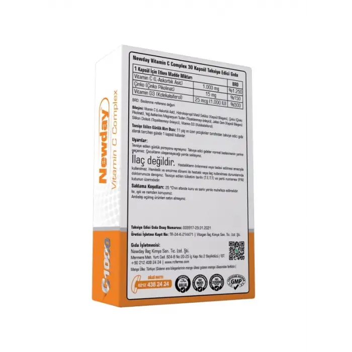 Newday Vitamin C Complex Çinko Pikolinat 30 Kapsül