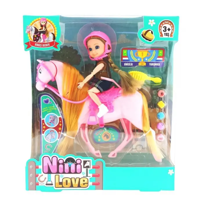Nini Love Binici Bebek Pembe At