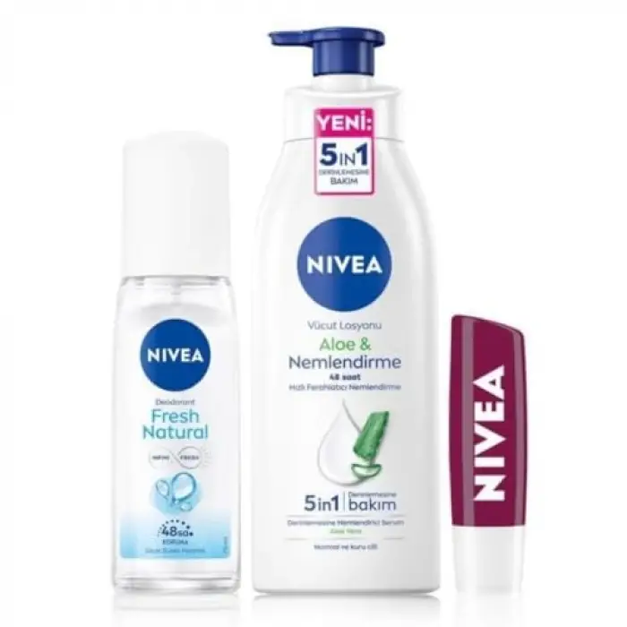 NIVEA Kişisel Bakım Seti,Banyo Terliği Hediye,Vücut Losyonu,Dudak Bakım,Pump Sprey Deodorant