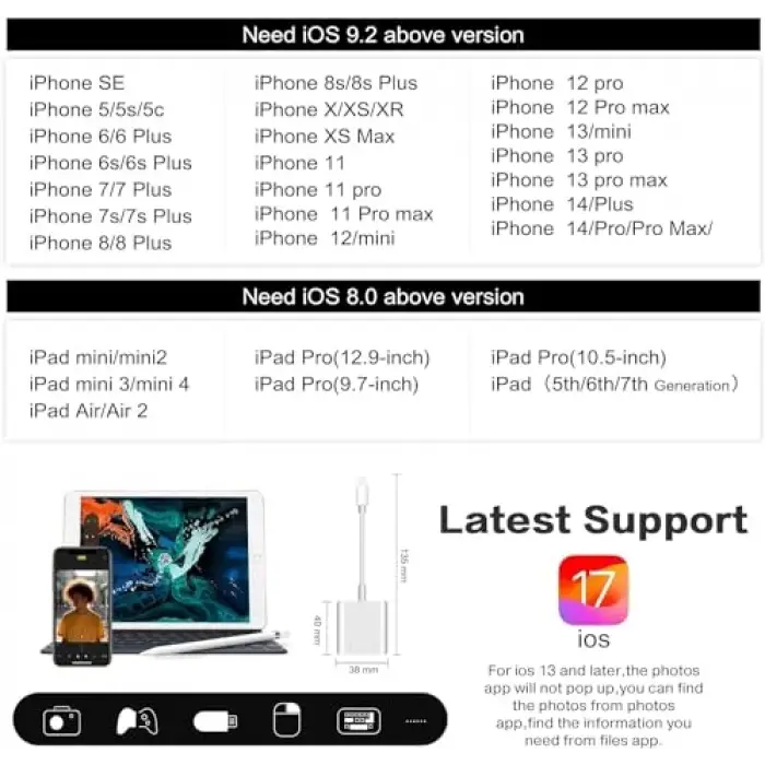 NK101 Apple iPhone iPad Lightning - USB 3.0 Kamera Adaptörü