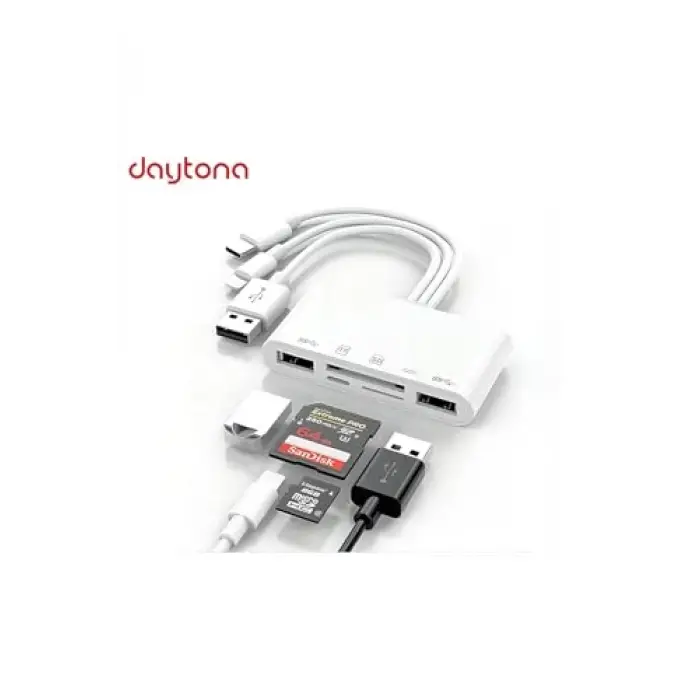 NK1032 Pro Type-C Lightning USB-A - 2x USB3.0 SD TF PD Kart Okuyucu Hub Adaptör
