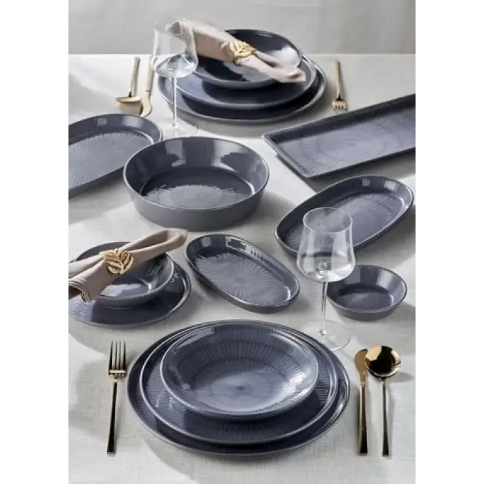 Noon Oval Servis 2li Gri 26 cm