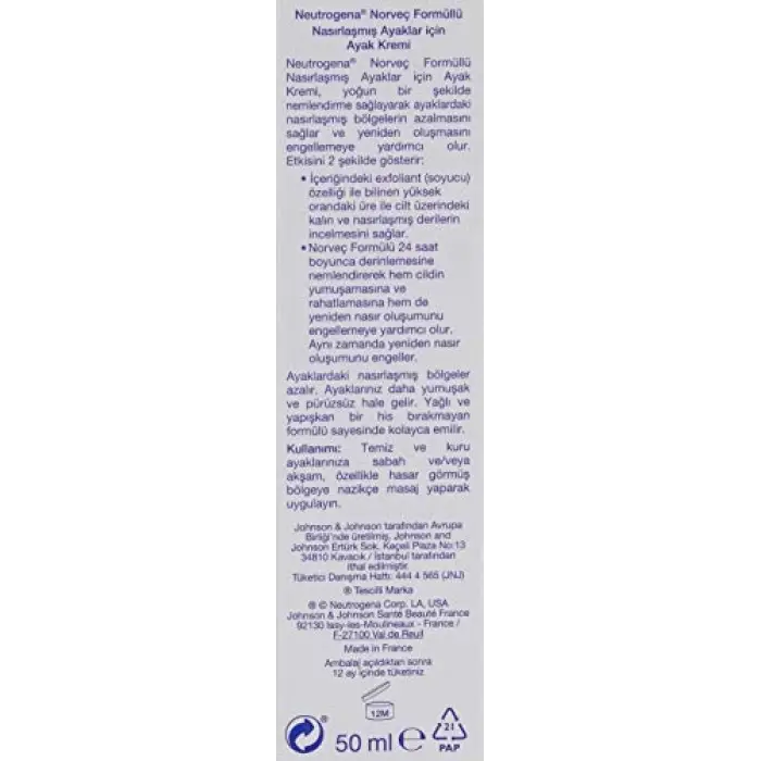 Norveç Formüllü Nasırlaşmış Ayaklar için Ayak Kremi, 50 ml