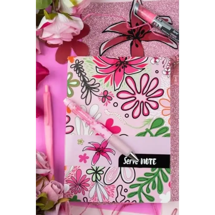Note Defter 15 X 21 Cızgılı Desenli Seker Pembe