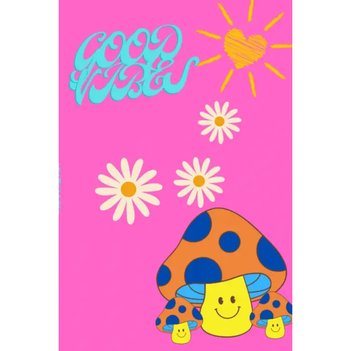 Notebook: Fun Mushroom Good Vıbes 120 PG Blank Lıned Notebook/journal