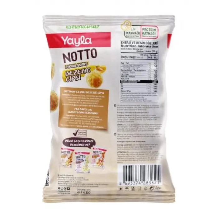Notto Süt Mısır Aromalı Bezelye Cipsi