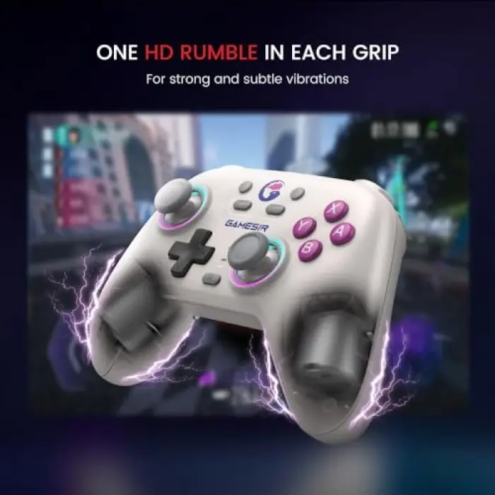 Nova Wireless Switch Pro Controller Switch/Lite/OLED için; Hall efektli JoySticks, RGB LED, Turbo, programlanabilir, hareket kontrolü, uyandırma fonksiyonu (beyaz)