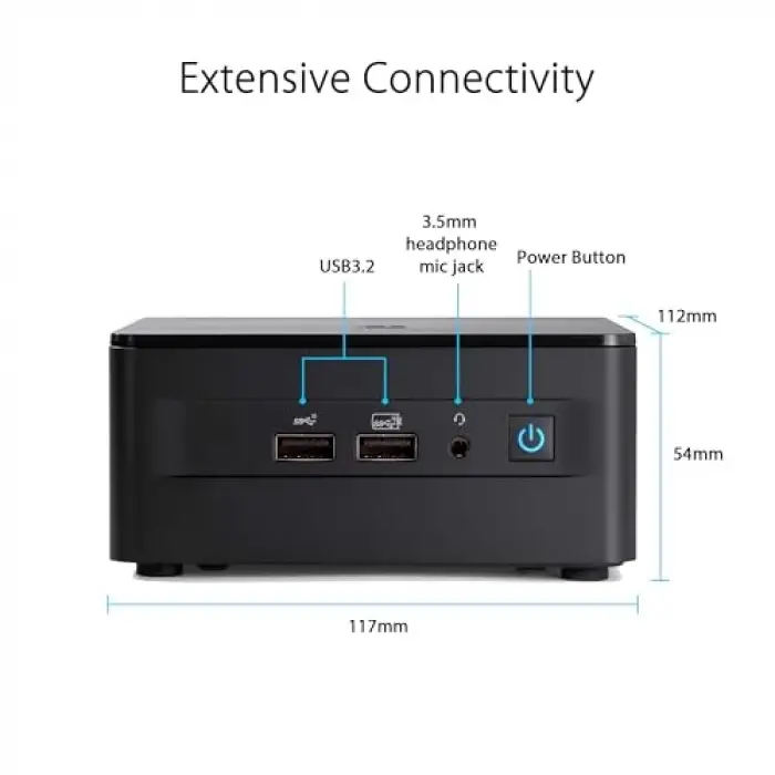 NUC12 Pro Slim Kit barebone mini PC, Intel Core i7-1260P, Ram ve disk yok, FreeDOS